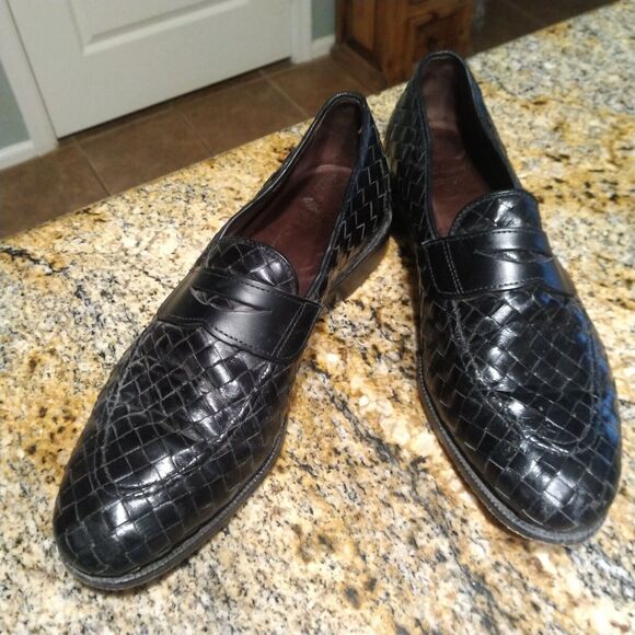 Allen Edmonds Sarasota 1072 Black Leather Weave Penny Loafers Slip On Men's 9.5B - Picture 3 of 15